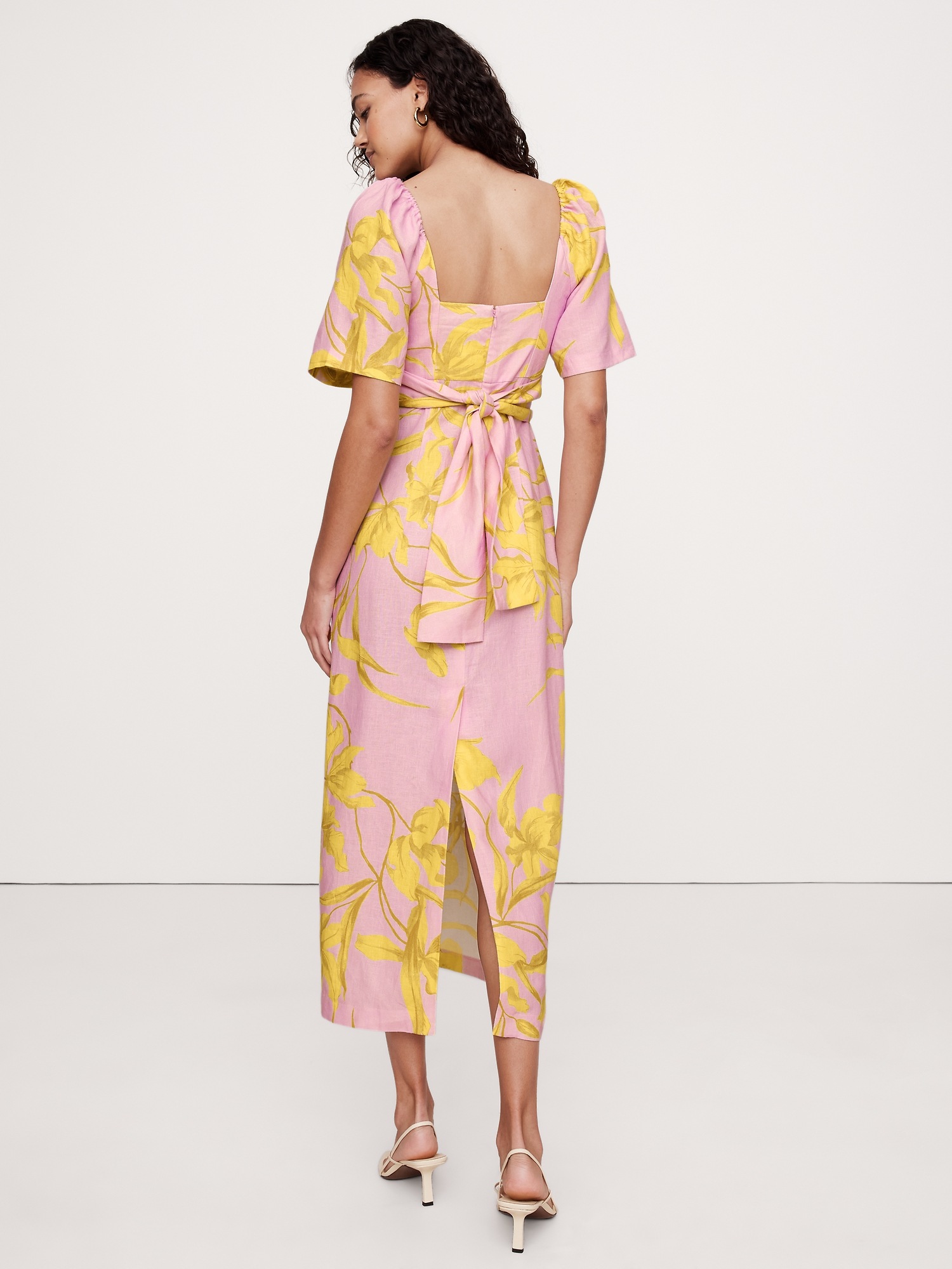 Linen Sweetheart Long Midi Dress