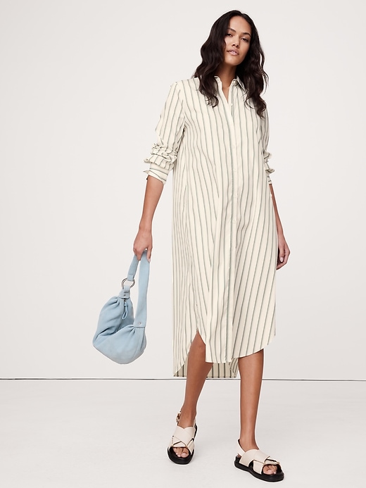 Cotton Poplin Asymmetrical Shirt Dress | Banana Republic