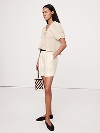 Linen Tie-Front V-Neck Top