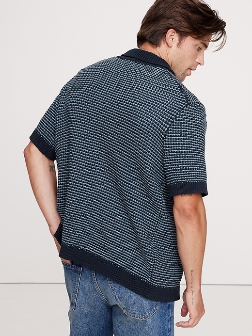 Waffle Button-Through Knit Shirt