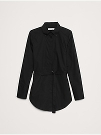 Cotton Poplin Belted Tunic Shirt