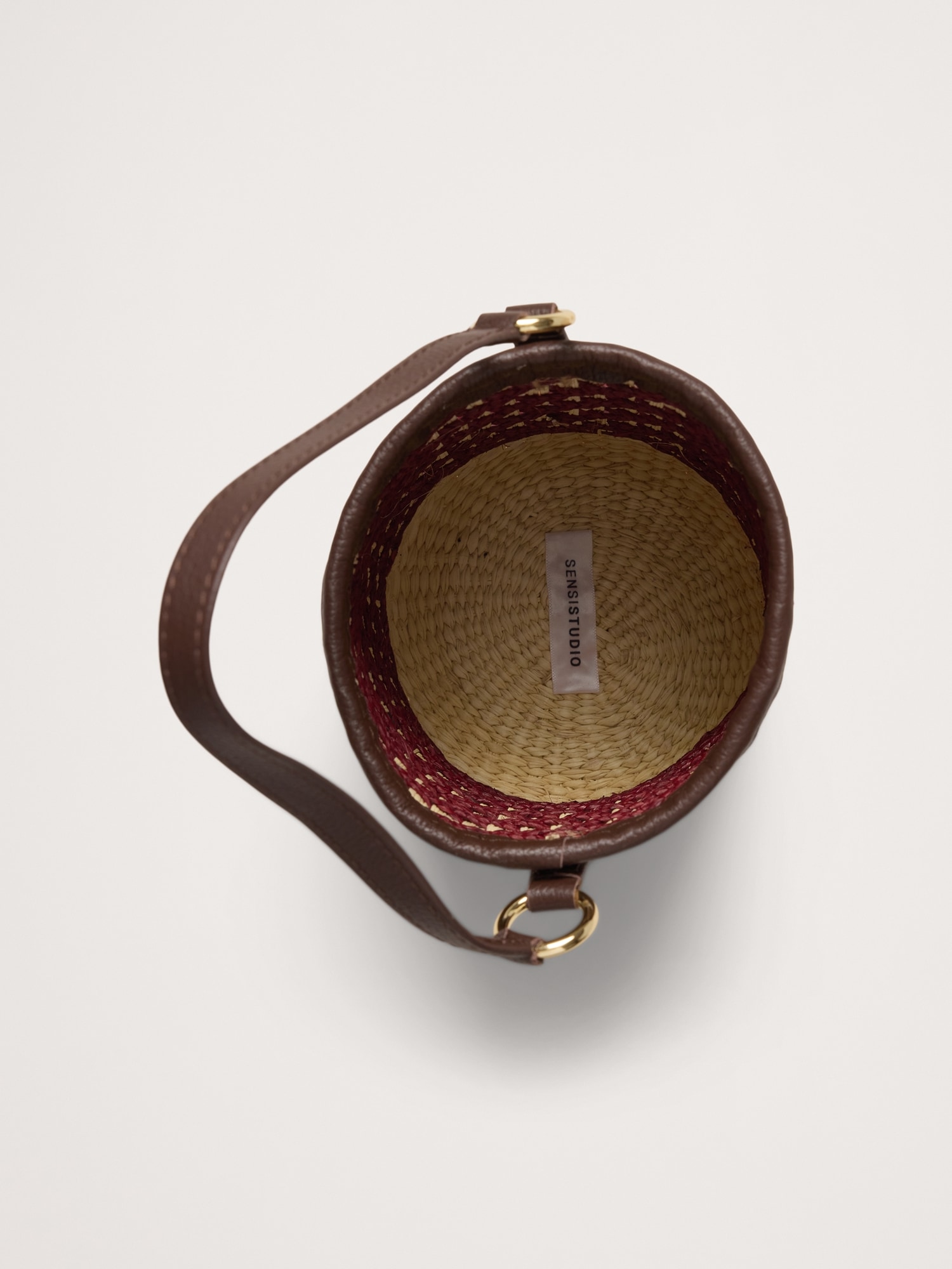 Two-Tone Straw Bucket Bag by Sensi Studio