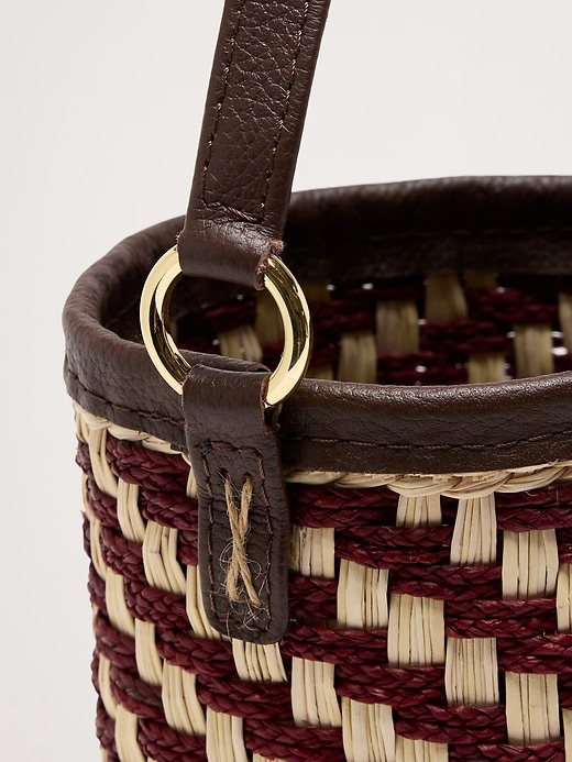 Two-Tone Straw Bucket Bag by Sensi Studio Banana Republic