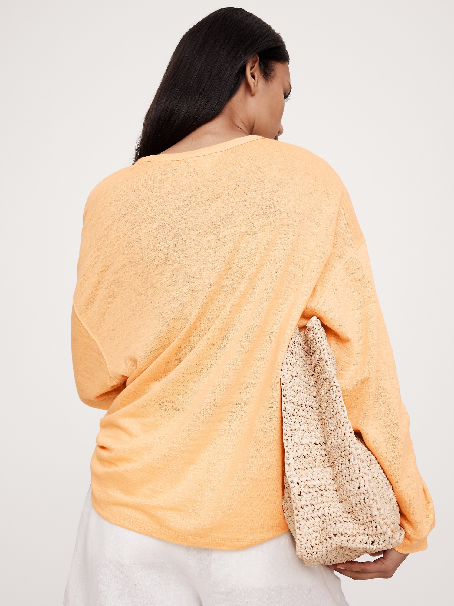 Linen Long-Sleeve Dolman T-Shirt