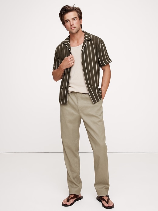 パンツ 00s Banana Republic navy linen slacks 2000s BANANA REPUBLIC linen easy pants タフな生地感のリネン
