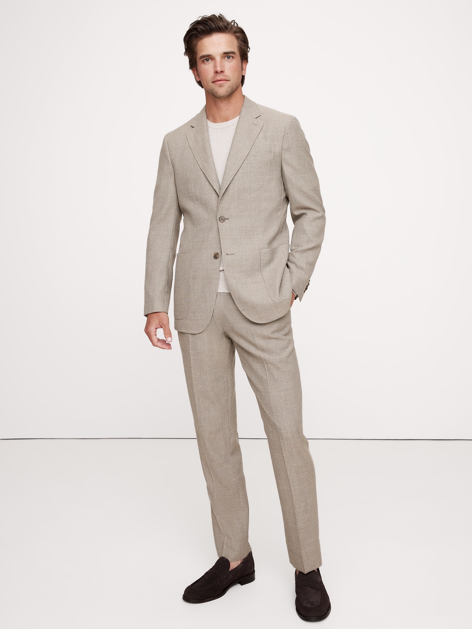 Мужской пиджак Banana Republic Italian Wool Ventile Suit, цвет: Серо-коричневый — фото 5
