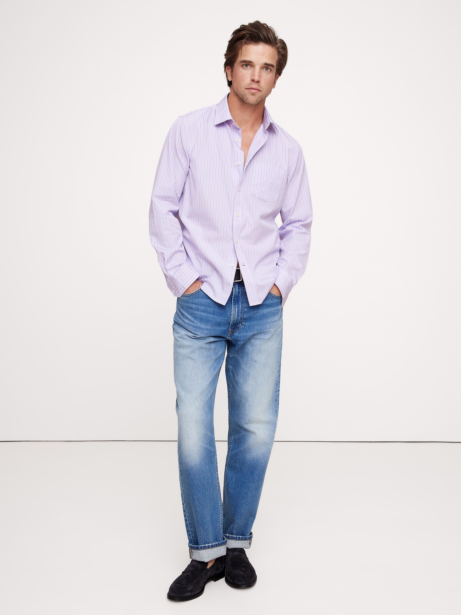 Standard-Fit Washed Cotton Poplin Shirt