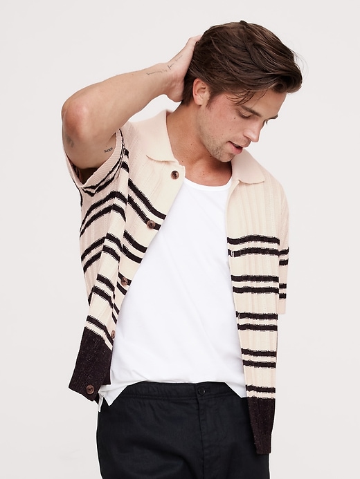 Cotton Mesh Long-Sleeve Polo