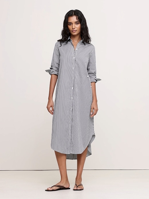 Cotton Poplin Asymmetrical Shirt Dress | Banana Republic