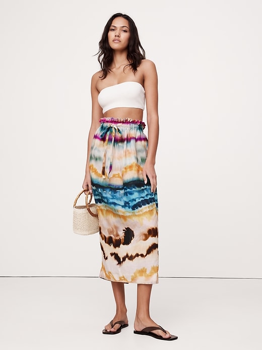 【PORTERNA】Word mid-length skirt Knee Length Pencil Skirt - Front Slit Knit
