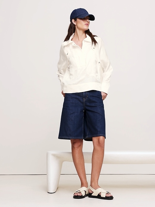 Oversized Viscose-Linen Popover | Banana Republic