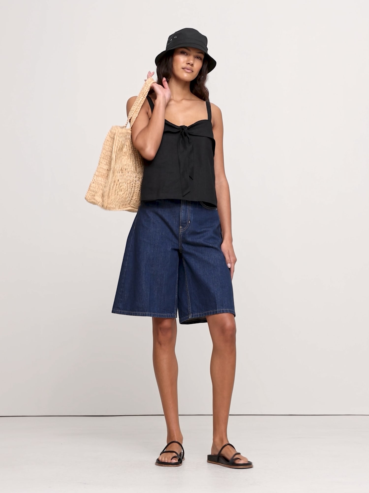 Image number 2 showing, Linen Tie-Front Tank