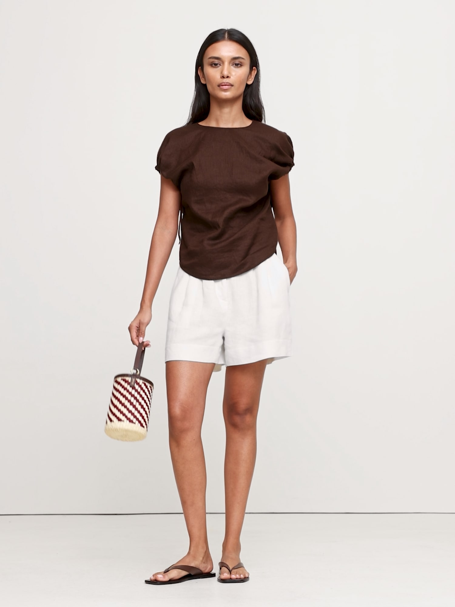 Image number 2 showing, Oversized Linen Cinch Top