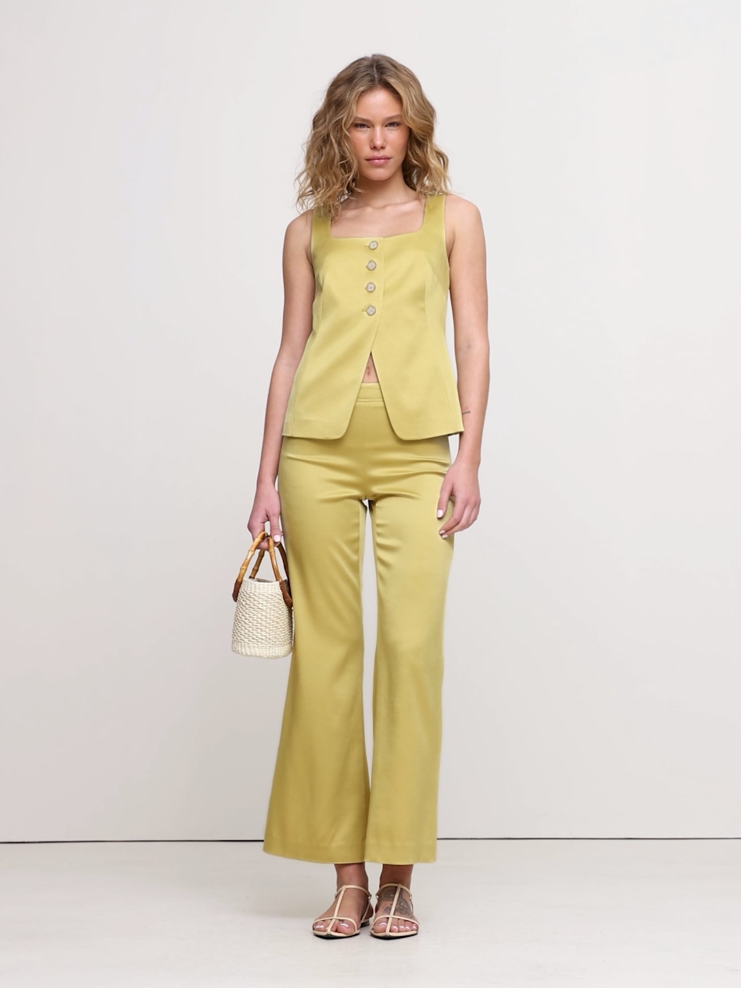 Image number 2 showing, Mid-Rise Kick-Flare Satin Ankle Pant