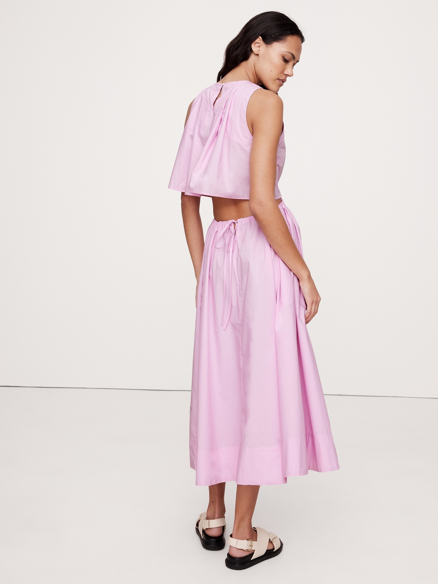 Cotton Poplin Cut-Out Midi Dress