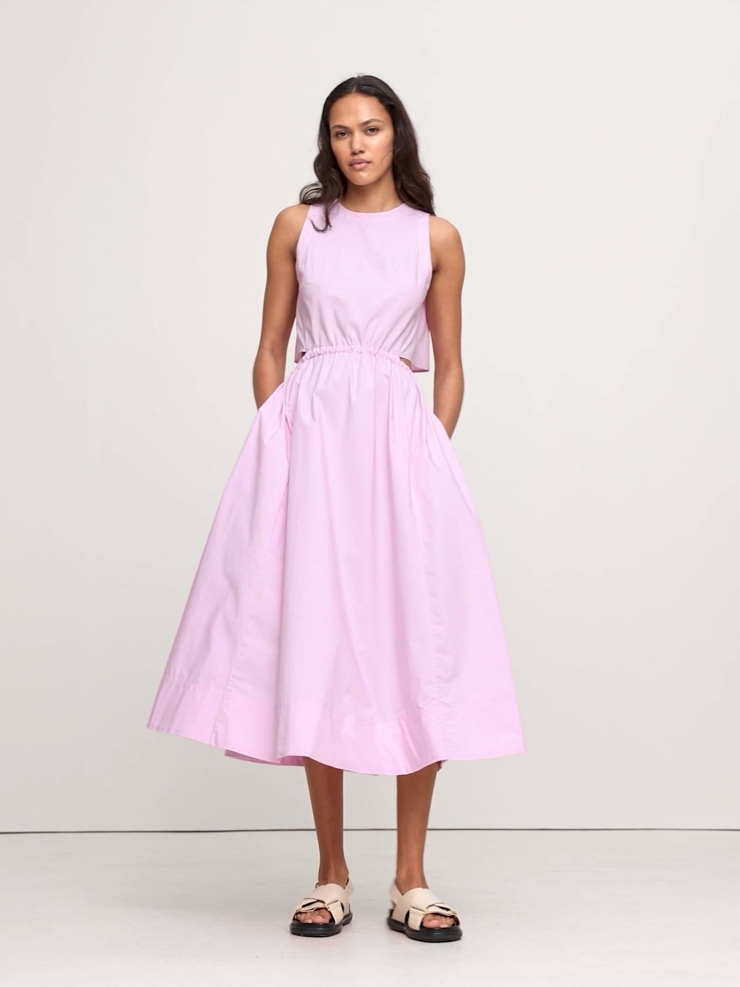 Image number 2 showing, Cotton Poplin Cut-Out Midi Dress