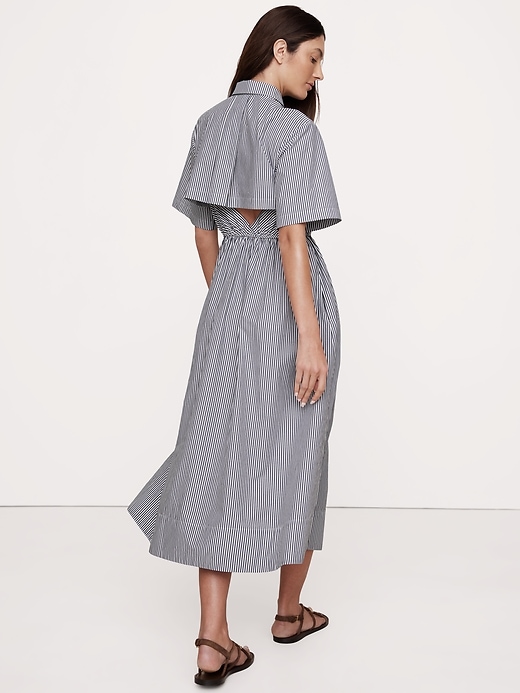 Cotton Poplin Open-Back Shirt Dress