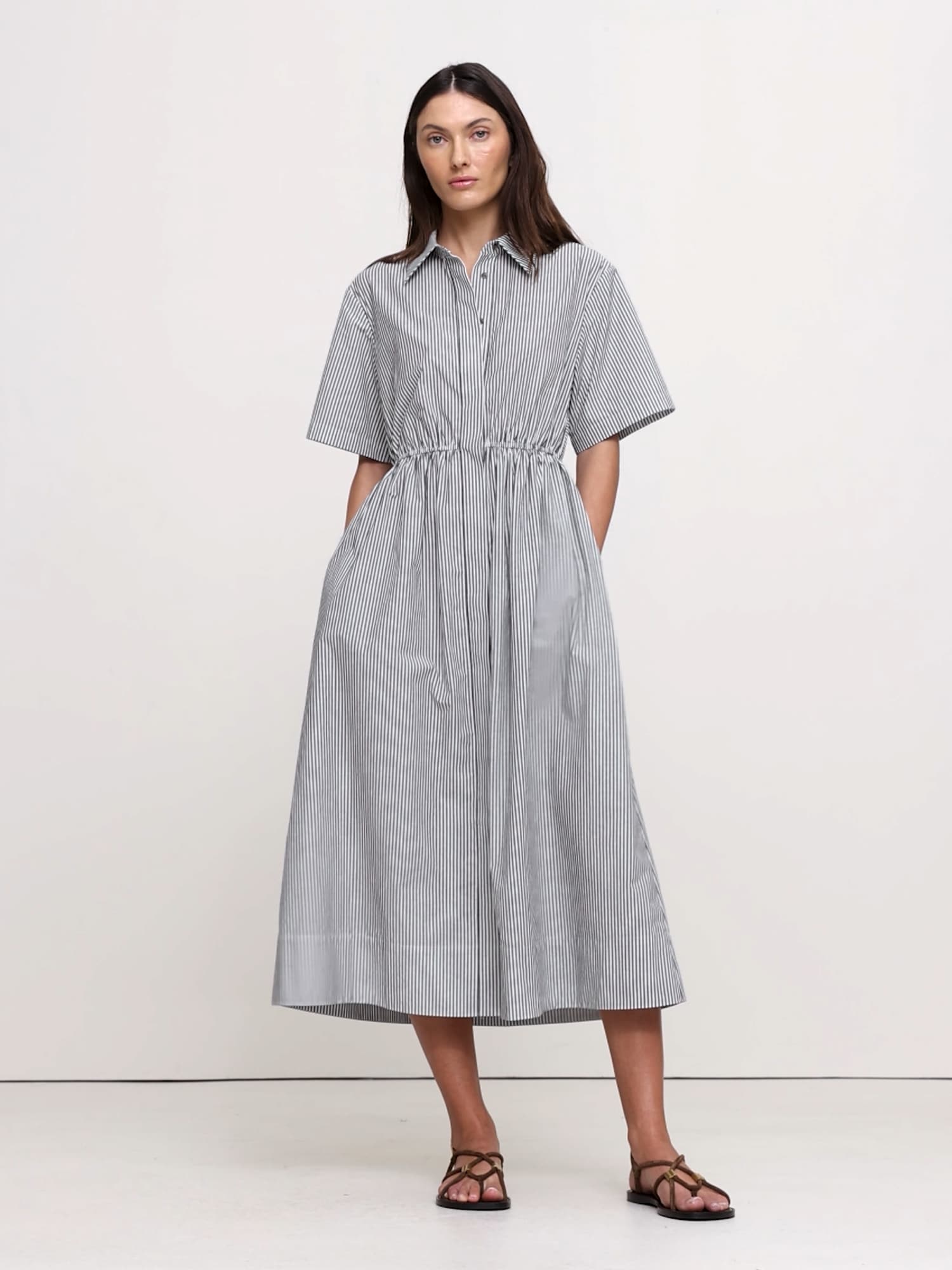Image number 2 showing, Cotton Poplin Open-Back Shirt Dress
