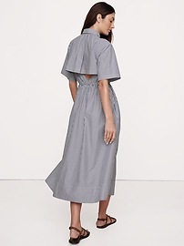 Cotton Poplin Open-Back Shirt Dress