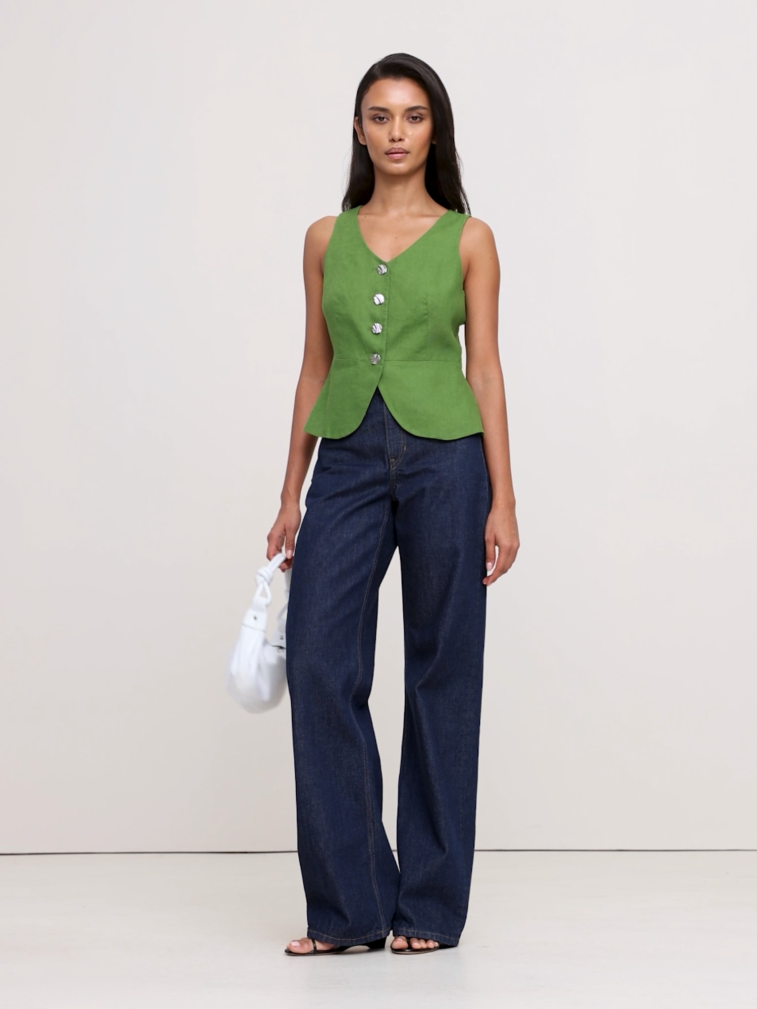 Image number 2 showing, Linen Button-Front Vest
