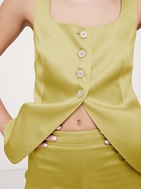 Satin Square-Neck Long Vest