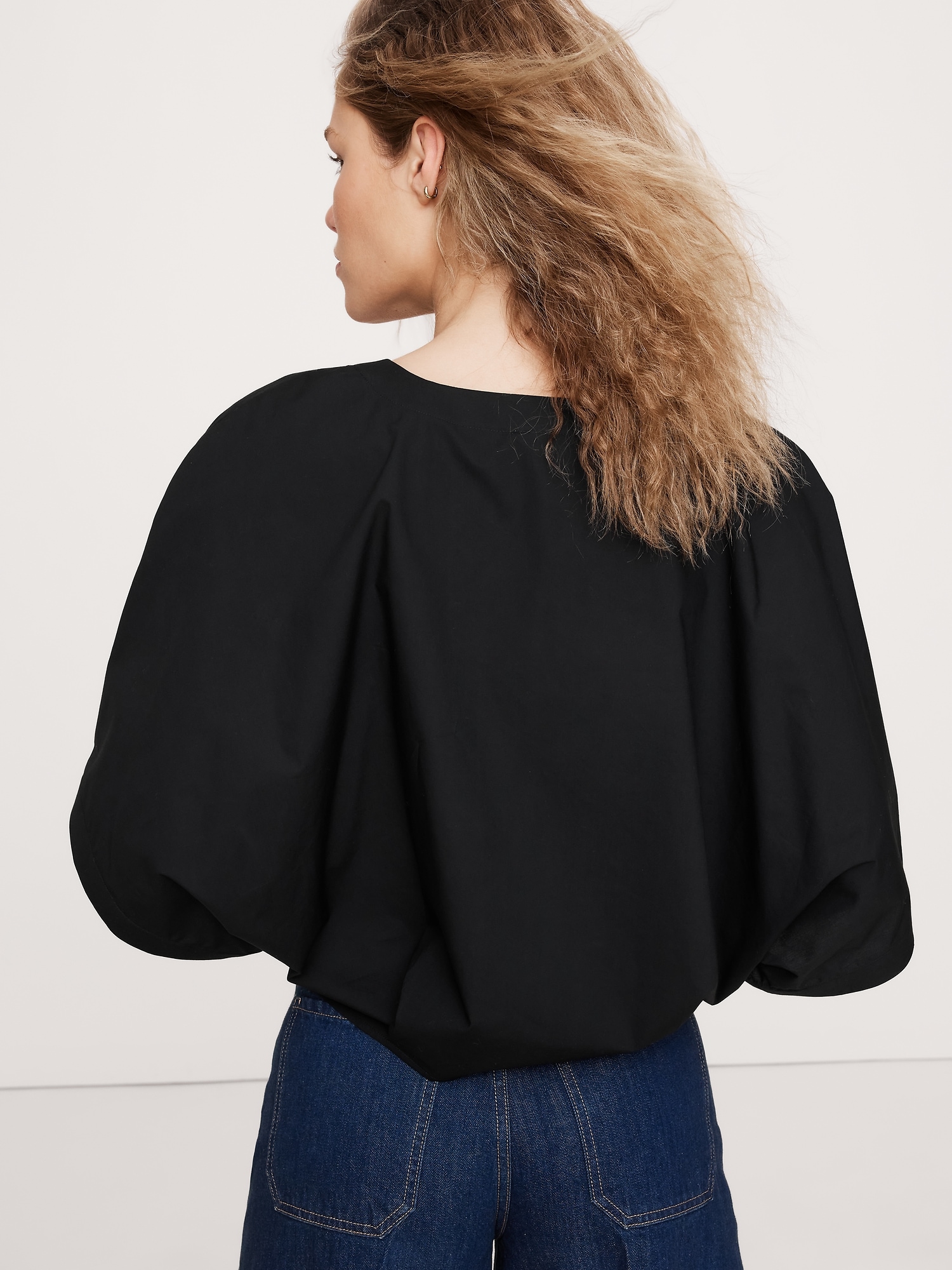 Oversized Cotton Poplin Cropped Top