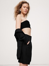 High-Rise Drapey Twill Bermuda Short