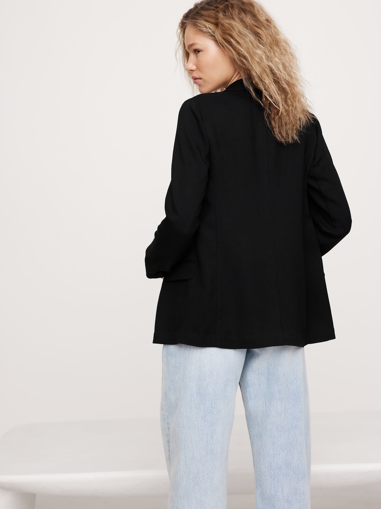 Drapey-Twill Blazer