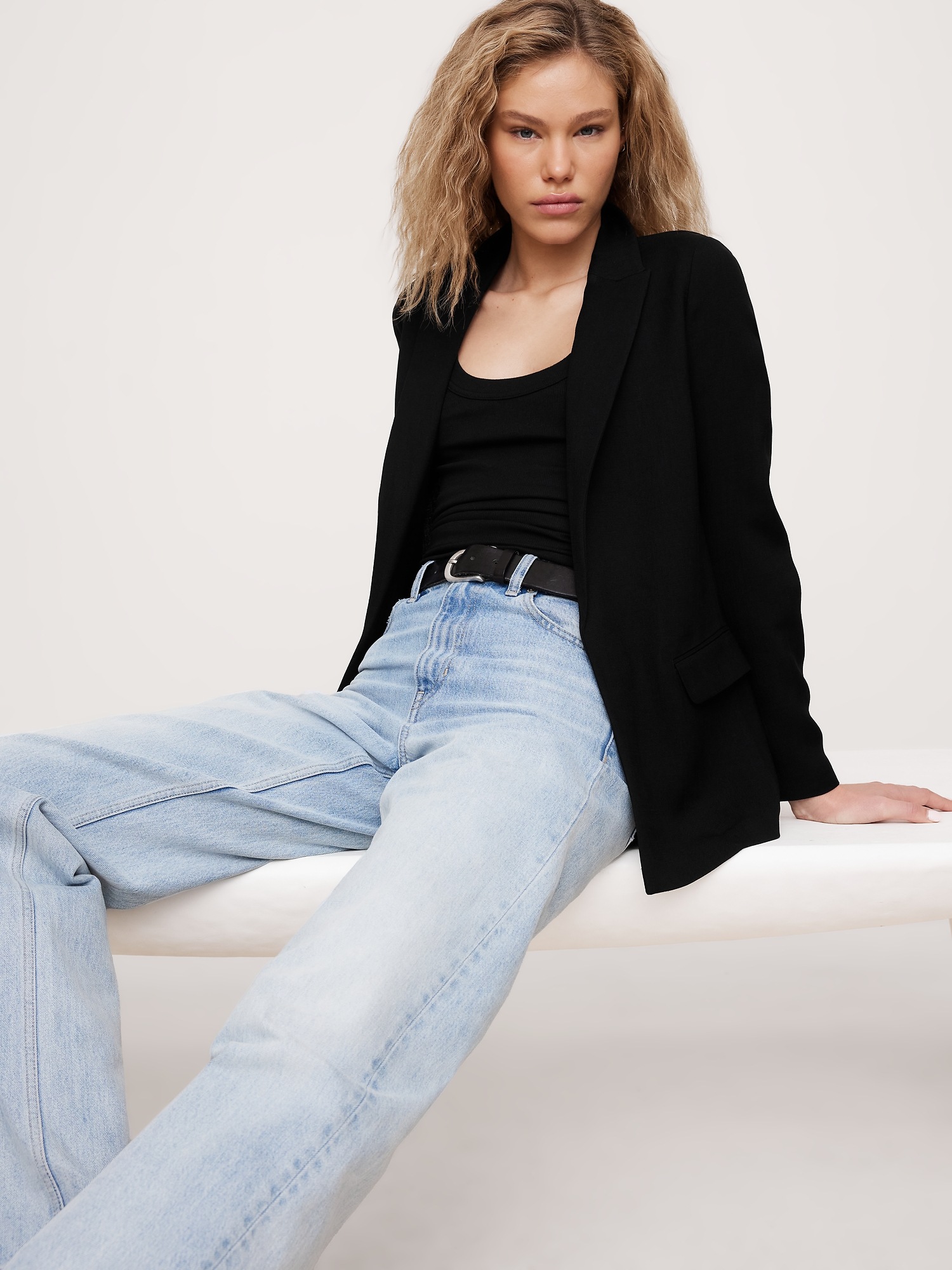 Drapey-Twill Blazer