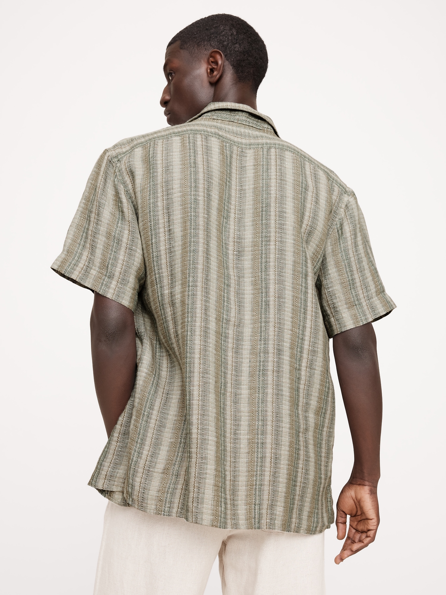 Standard-Fit Textured Linen-Cotton Resort Shirt