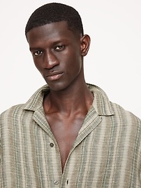 Standard-Fit Textured Linen-Cotton Resort Shirt
