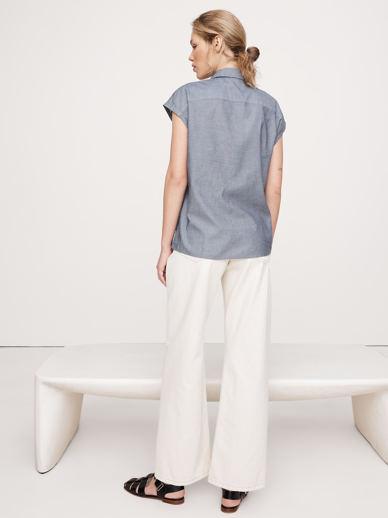 Oversized Cotton Chambray Asymmetrical Tunic