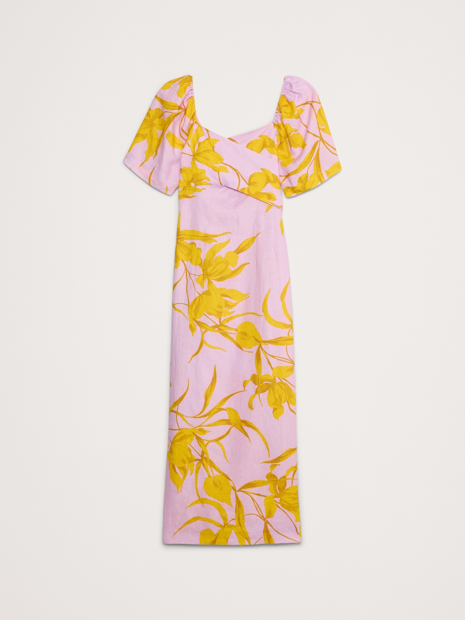 Linen Sweetheart Long Midi Dress
