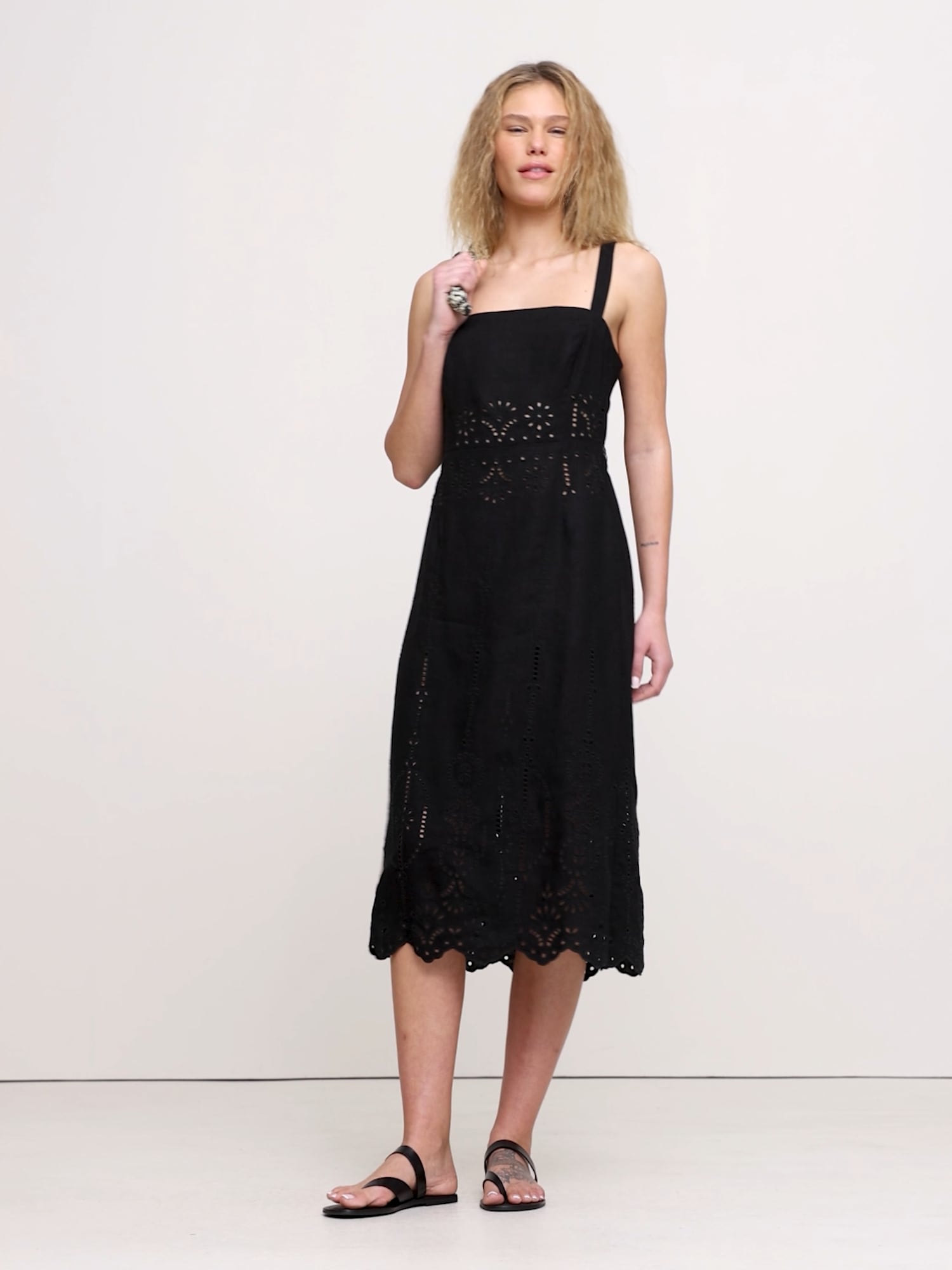 Image number 2 showing, Eyelet Linen Midi Dress