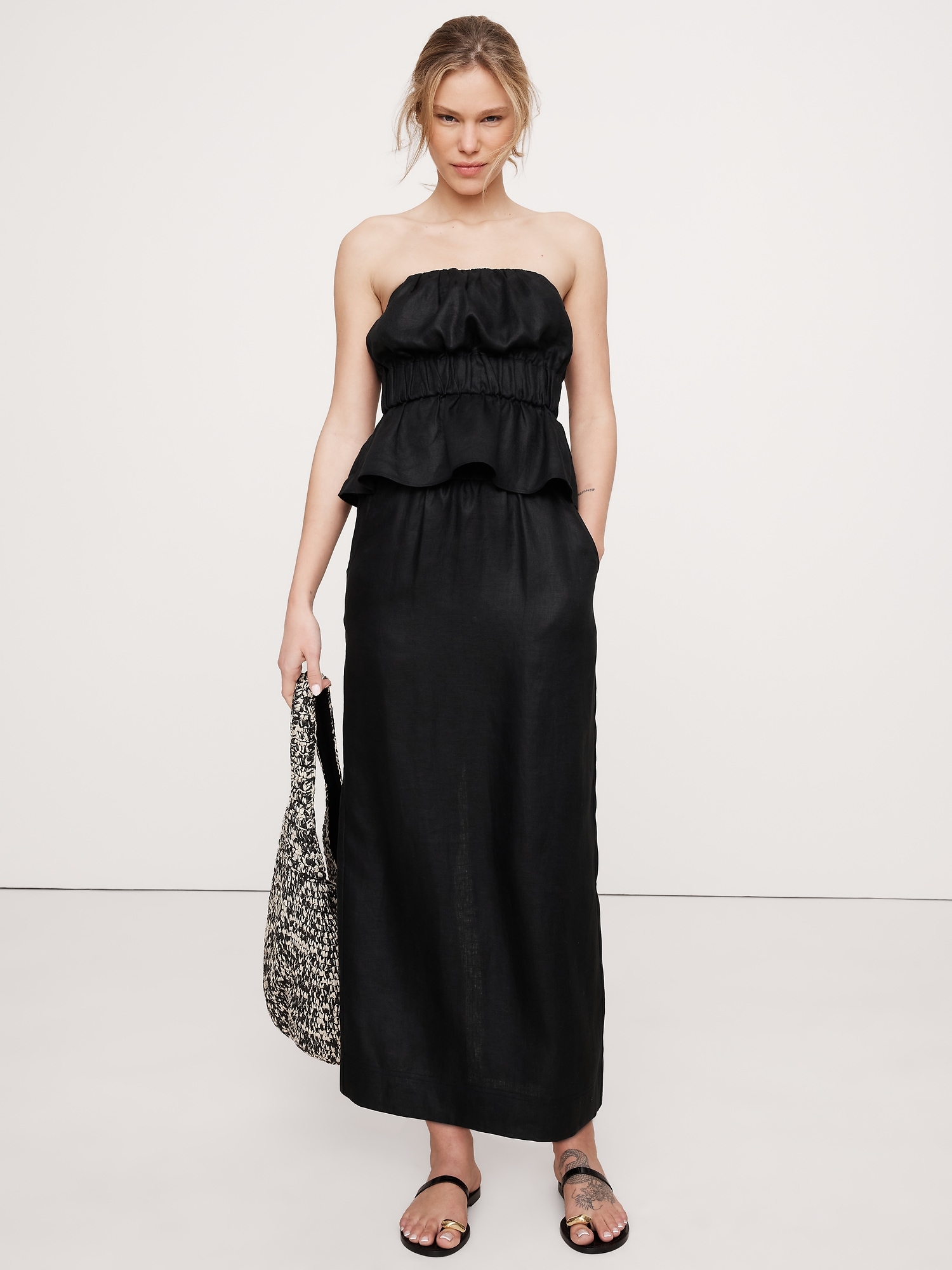 Linen Pull-On Maxi Skirt