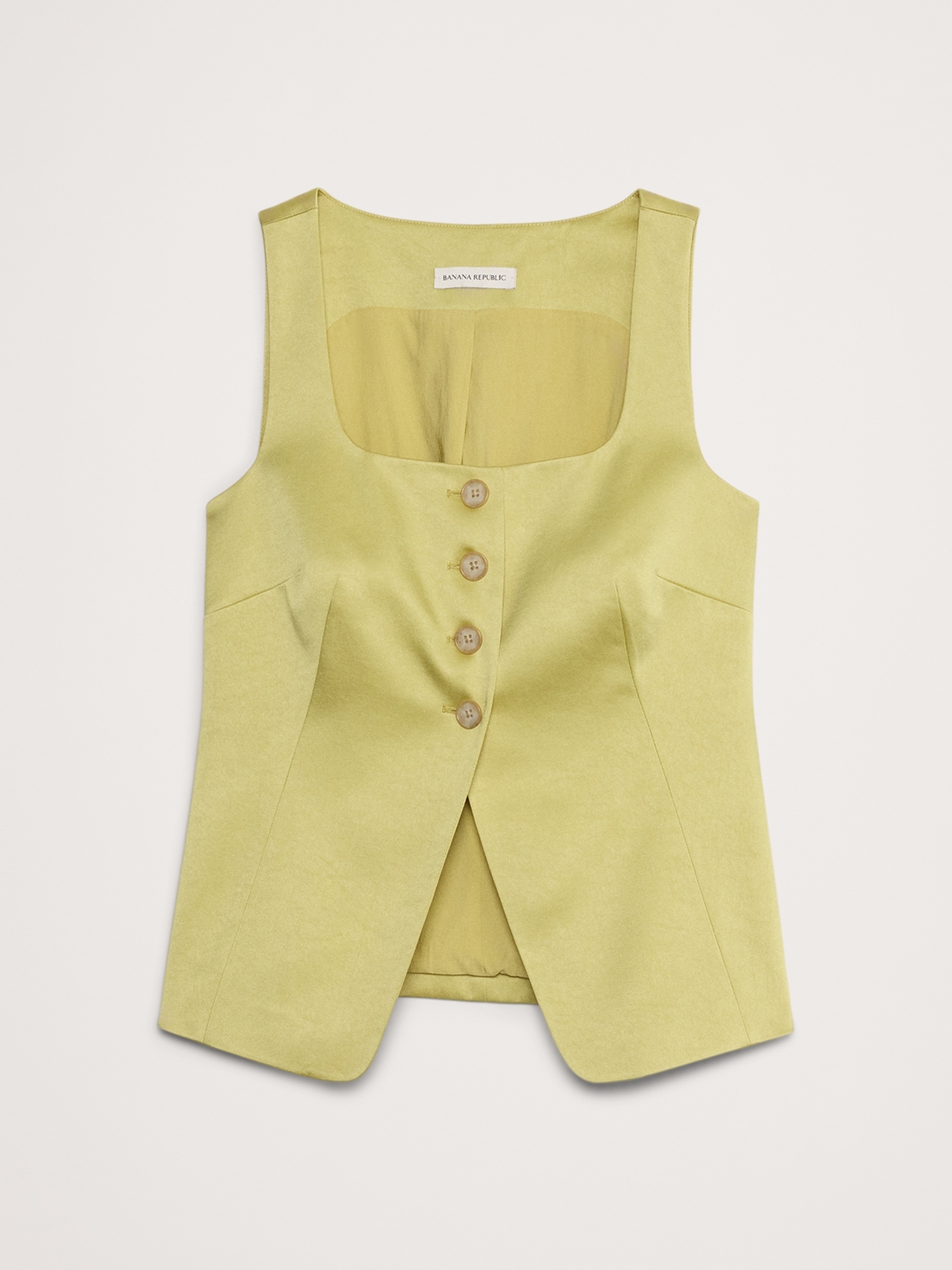 Satin Square-Neck Long Vest