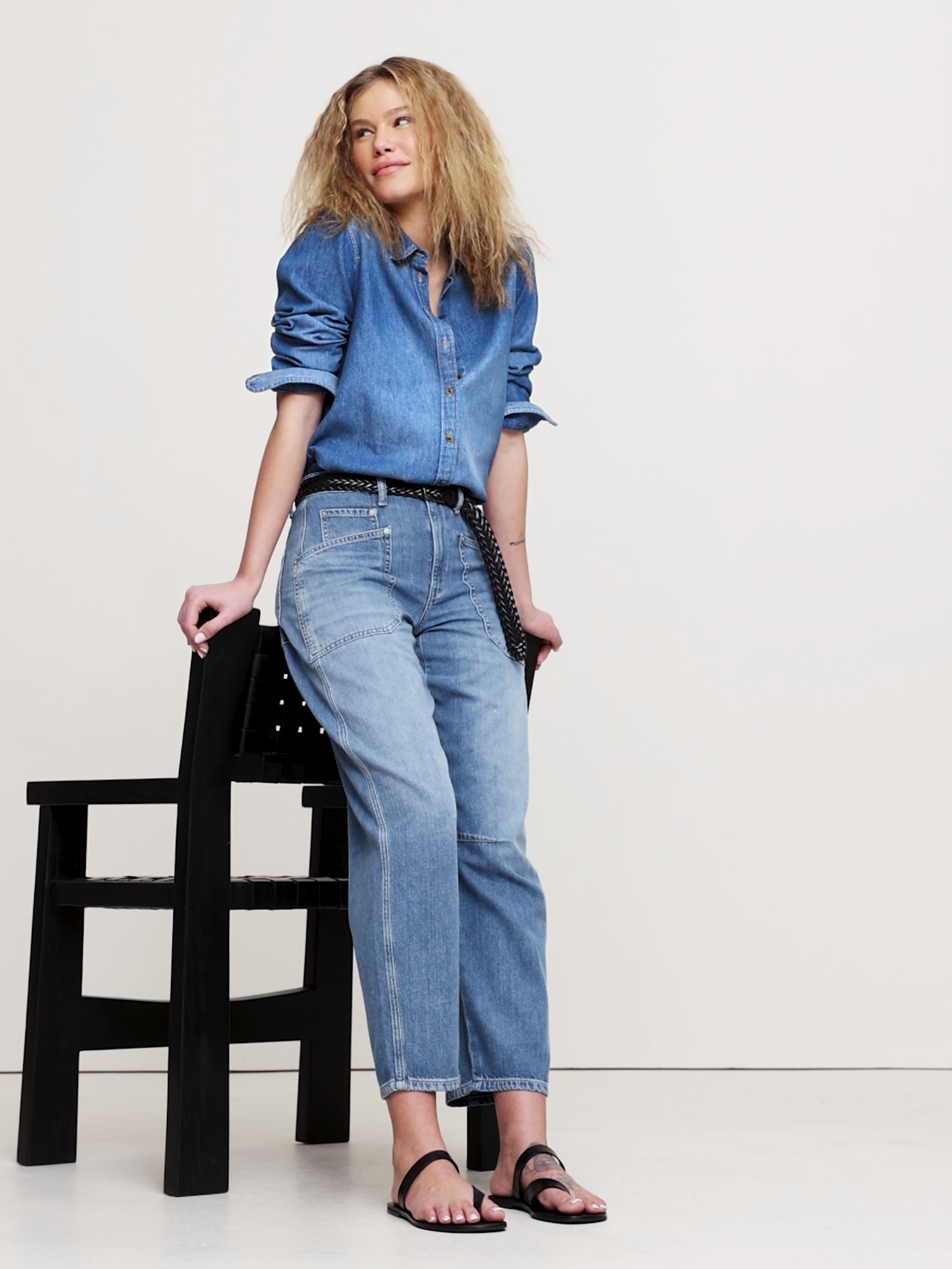 Image number 2 showing, Mid-Rise Relaxed Utility Barrel Jean