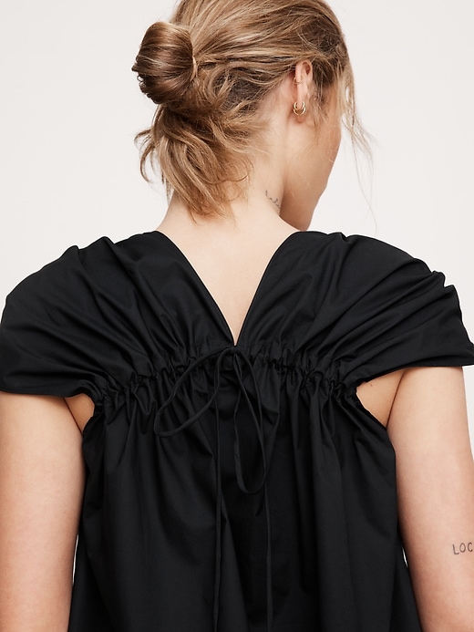 Oversized Cotton Poplin Drawstring Top | Banana Republic