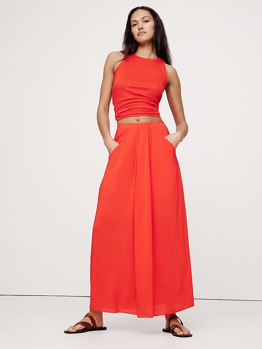 Stretch-Satin Maxi Skirt
