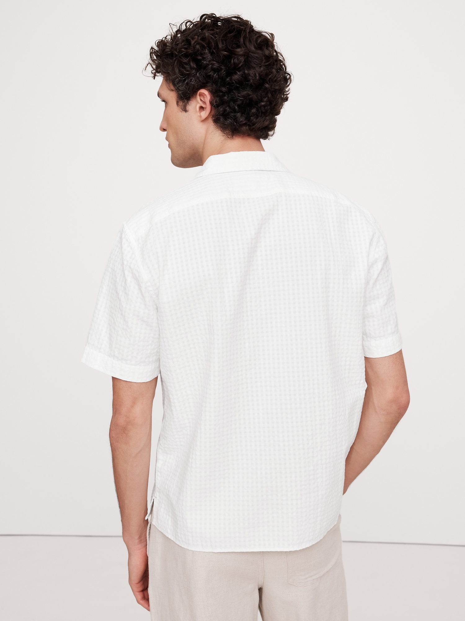 Textured Gingham Cotton Resort Shirt