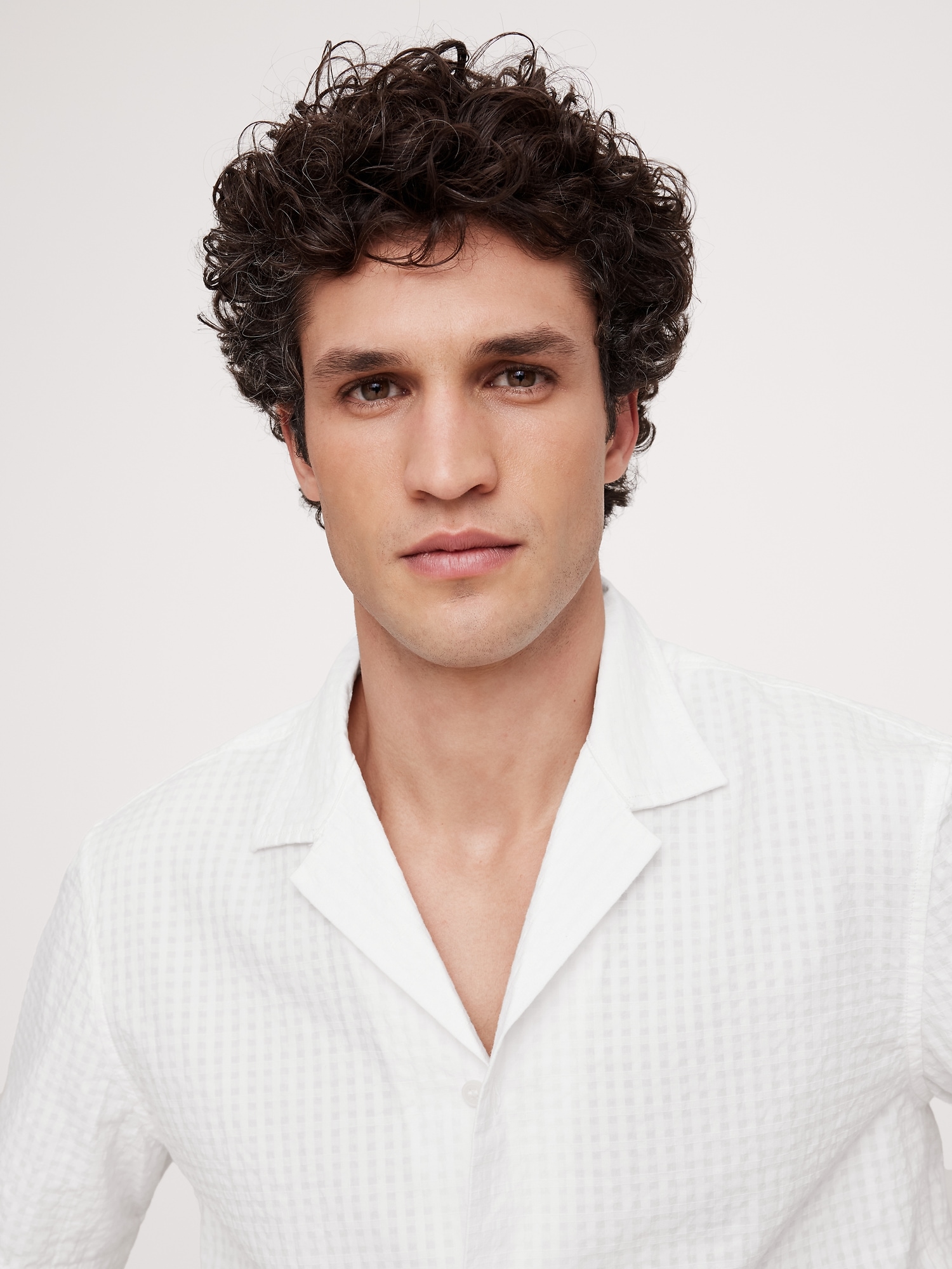 Textured Gingham Cotton Resort Shirt