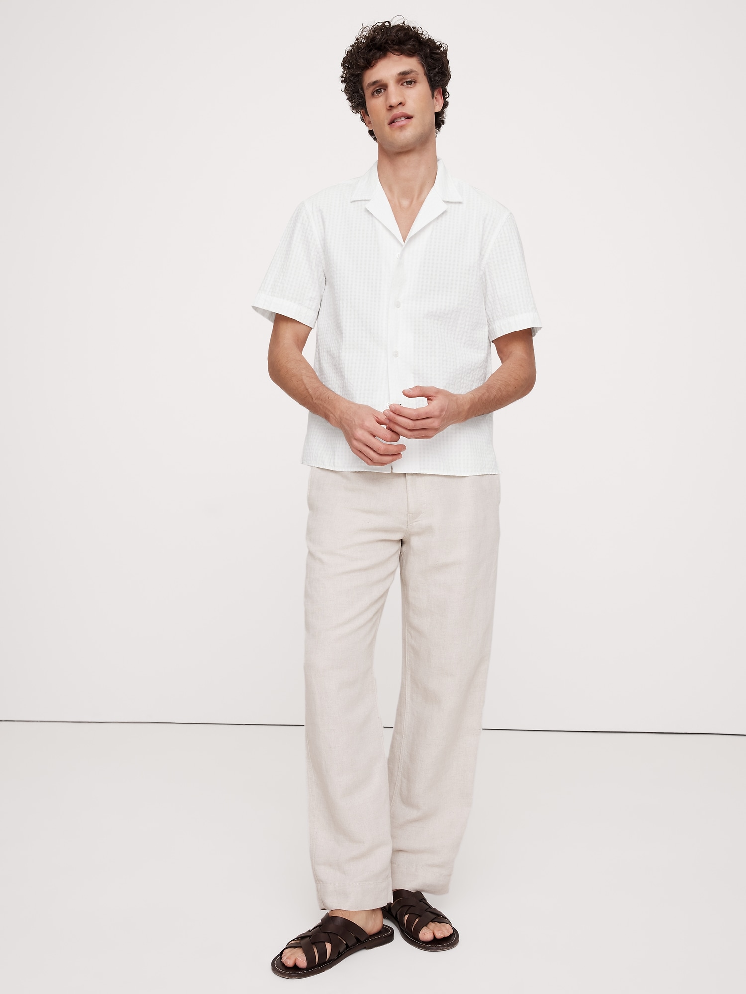 Textured Gingham Cotton Resort Shirt