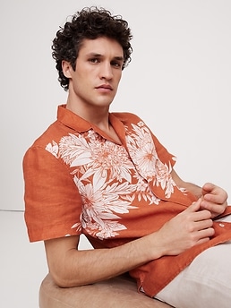 denOLDバナナリパブリック LINENSafari&Travel Standard-Fit Linen Resort Shirt | Banana Republic