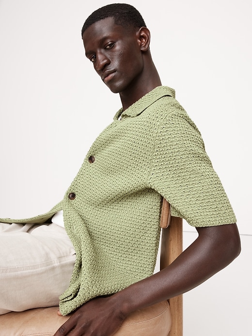 Bott 　Cotton Crochet Knit Shirts 0400020472295_COASTALCOMBO?wid