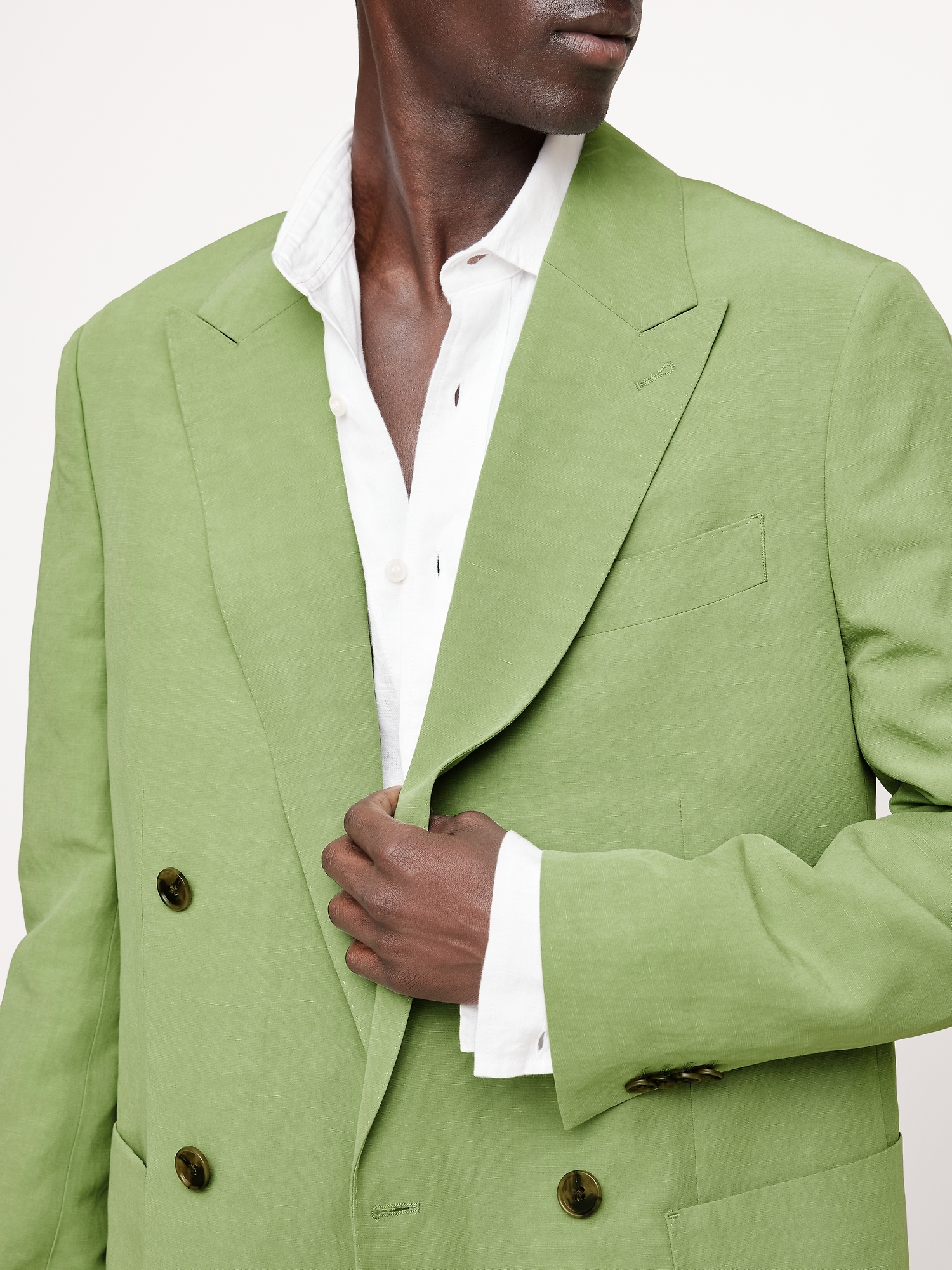 Relaxed Double-Breasted Tencel™-Linen Suit Jacket
