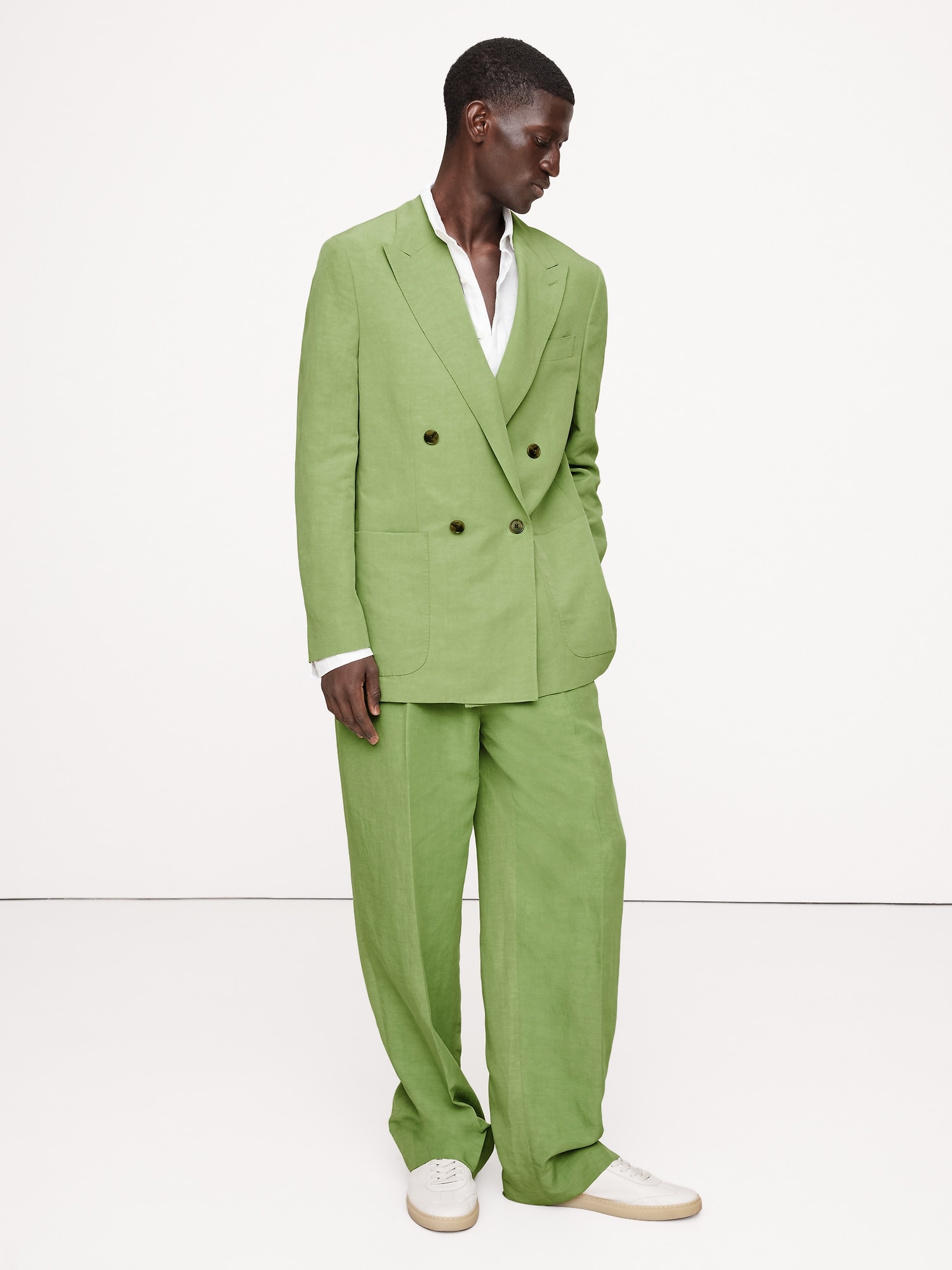 Relaxed Double-Breasted Tencel™-Linen Suit Jacket