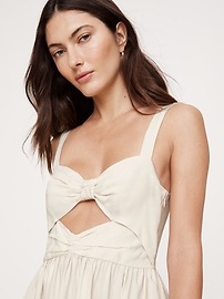 Viscose-Linen Dupioni Bow-Front Maxi Dress