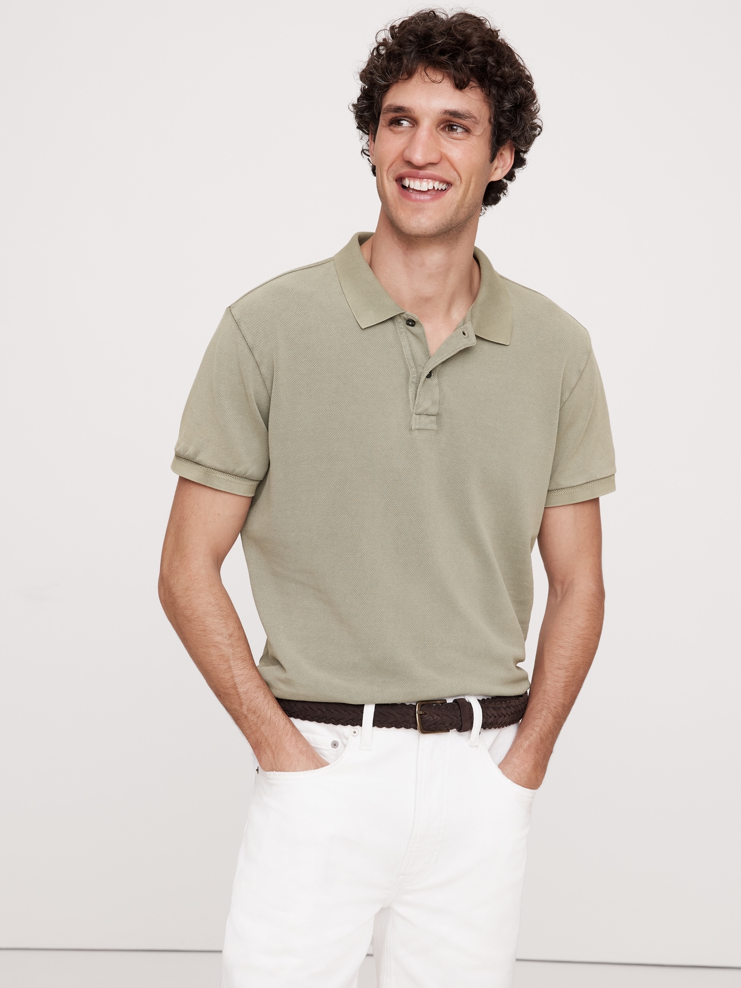 Sun-Faded Pique Polo - Green