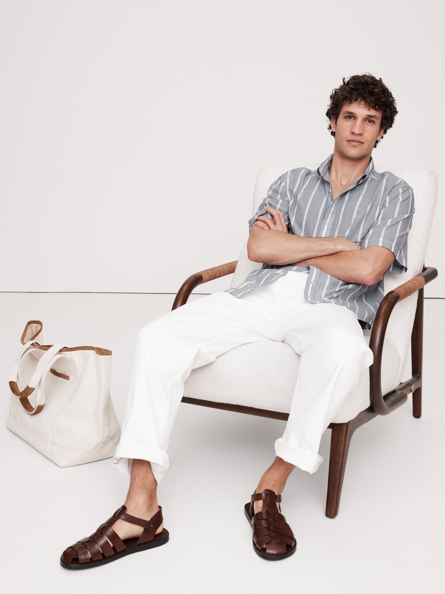 Relaxed-Fit Summerweight Cotton Short-Sleeve Shirt