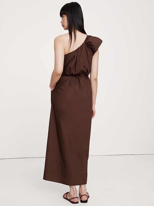 Ruched Cotton Poplin One-Shoulder Maxi Dress | Banana Republic Ruched Cotton Poplin One-Shoulder Maxi Dress | Banana Republic
